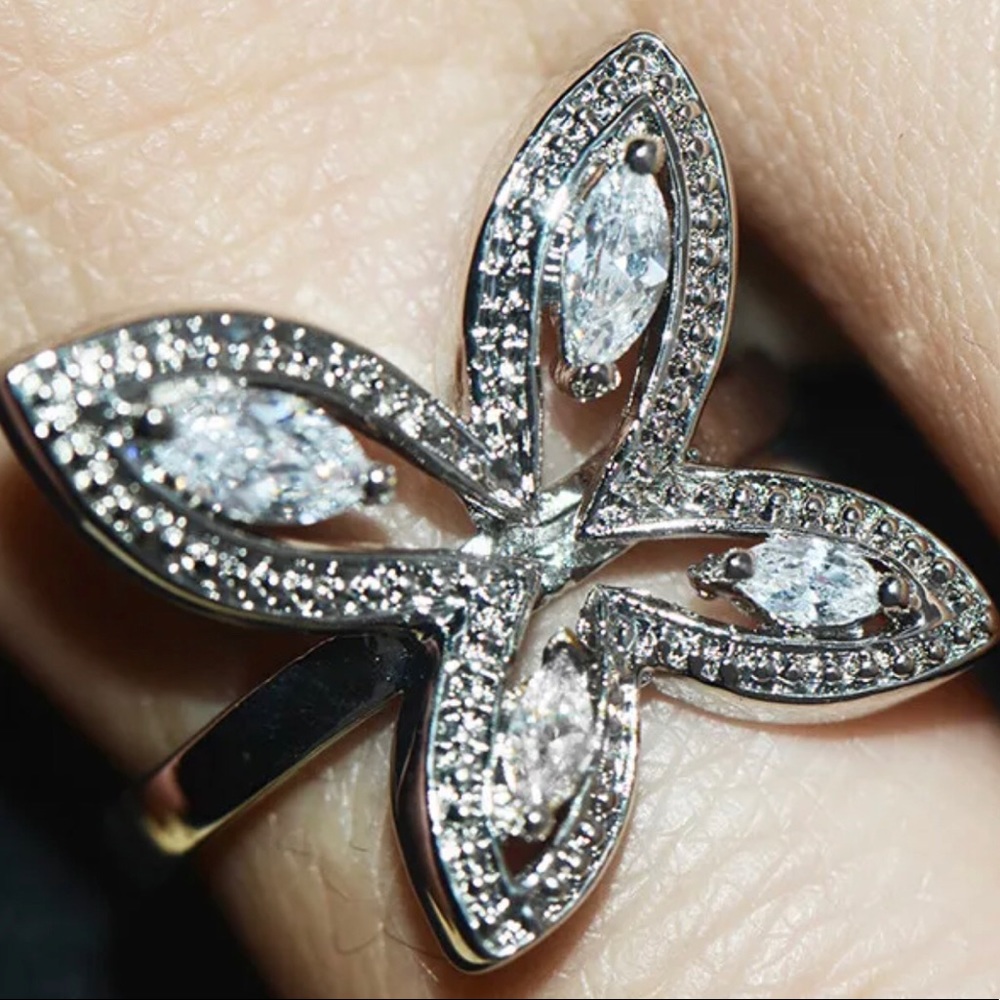 Size 8 Silver Plated Butterfly Ring